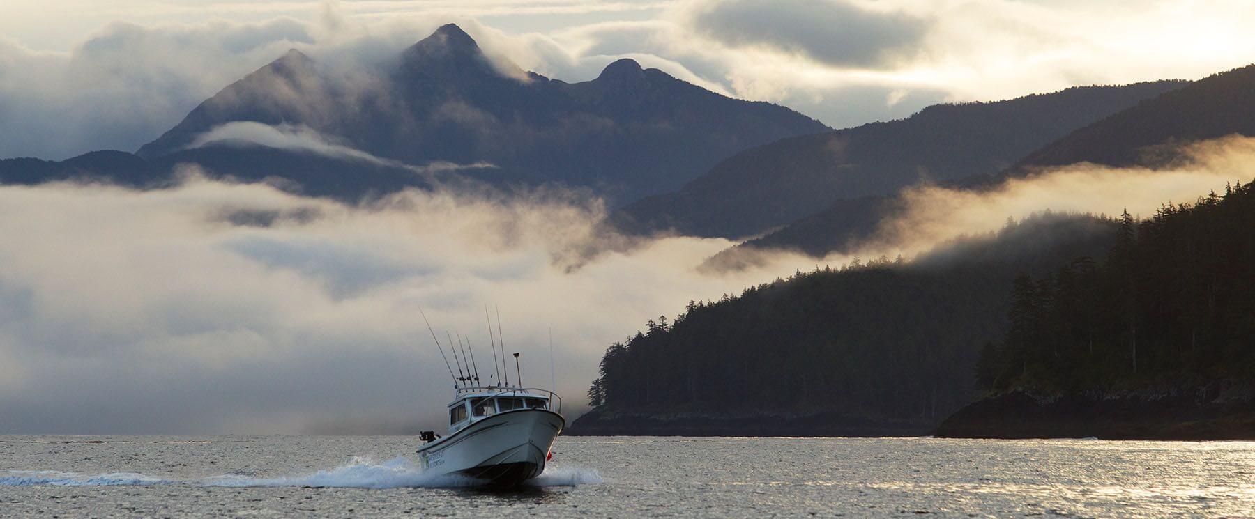 Saltwater fishing boat in haida gwaii british columbia canada